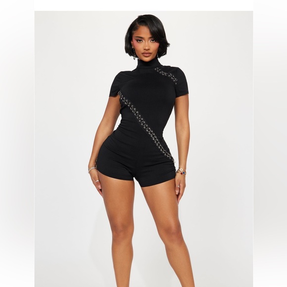 Fashion Nova Izabella Romper with silver piercings - Picture 2 of 2